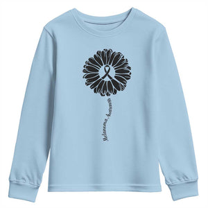 Melanoma Awareness Black Ribbon Flower Youth Sweatshirt Skin Cancer Fighter Gift TS12 Light Blue Print Your Wear
