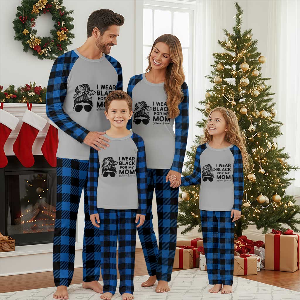 I Wear Black For My Mom Plaid Pajama Set Melanoma Awareness Family Gift TS12 Blue Plaid Print Your Wear
