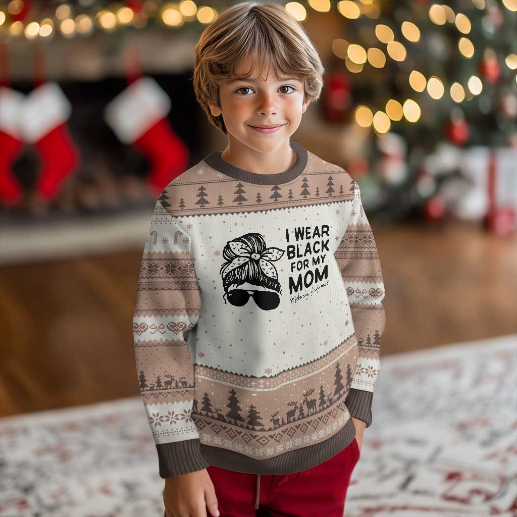 I Wear Black For My Mom Ugly Christmas Sweater Melanoma Awareness Family Gift TS12 Mocha Mousse Print Your Wear
