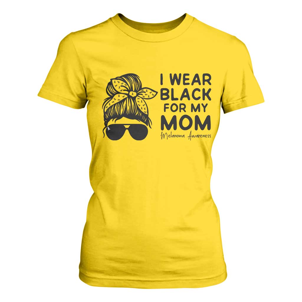 I Wear Black For My Mom T Shirt For Women Melanoma Awareness Family Gift TS12 Daisy Print Your Wear