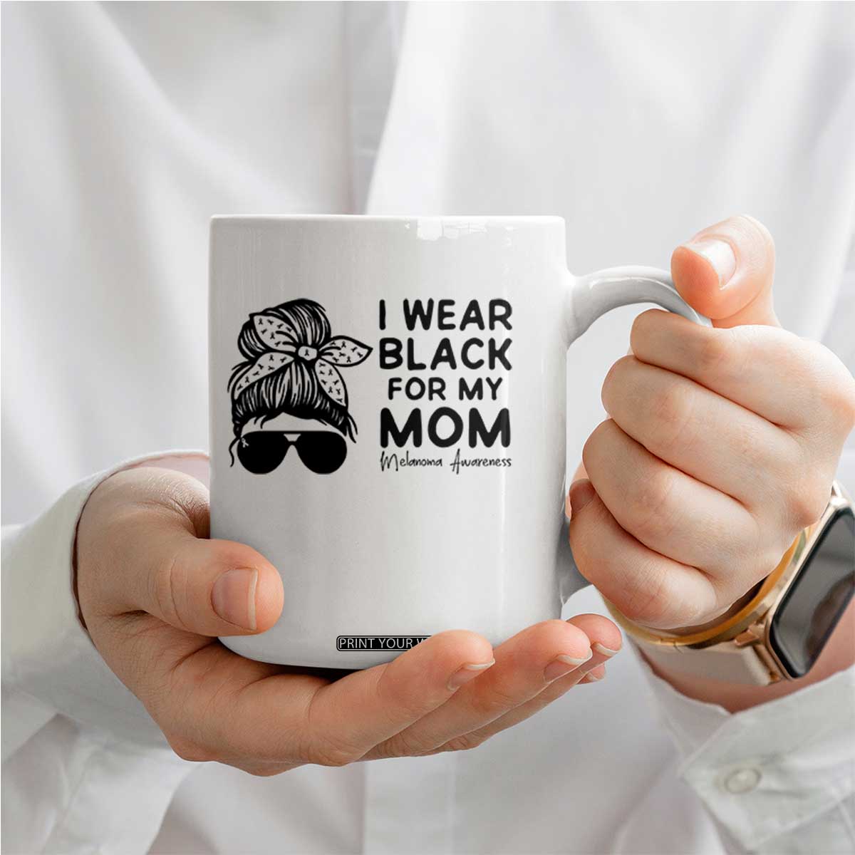 I Wear Black For My Mom Coffee Mug Melanoma Awareness Family Gift TS12 Print Your Wear