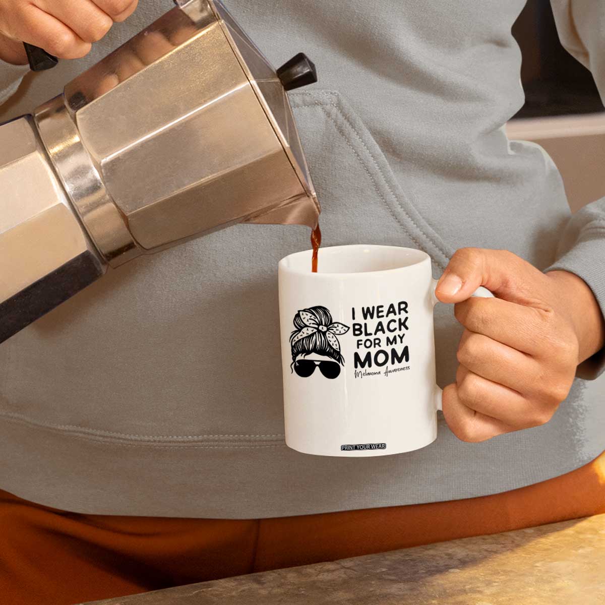 I Wear Black For My Mom Coffee Mug Melanoma Awareness Family Gift TS12 Print Your Wear