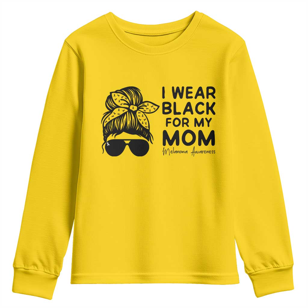 I Wear Black For My Mom Youth Sweatshirt Melanoma Awareness Family Gift TS12 Daisy Print Your Wear