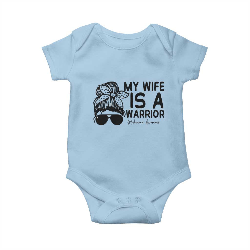 My Wife Is A Warrior Baby Onesie Melanoma Awareness Husband Gift TS12 Light Blue Print Your Wear