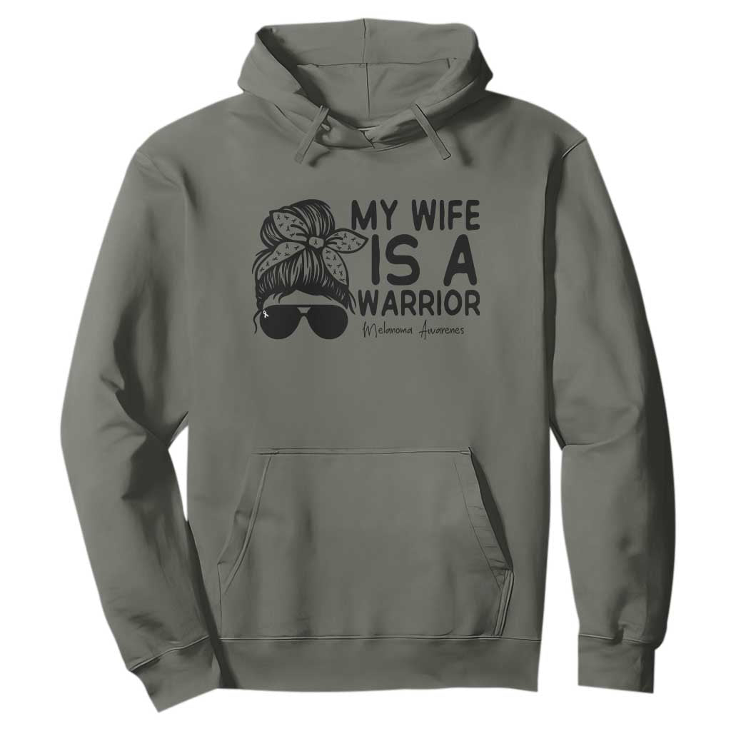 My Wife Is A Warrior Hoodie Melanoma Awareness Husband Gift TS12 Military Green Print Your Wear