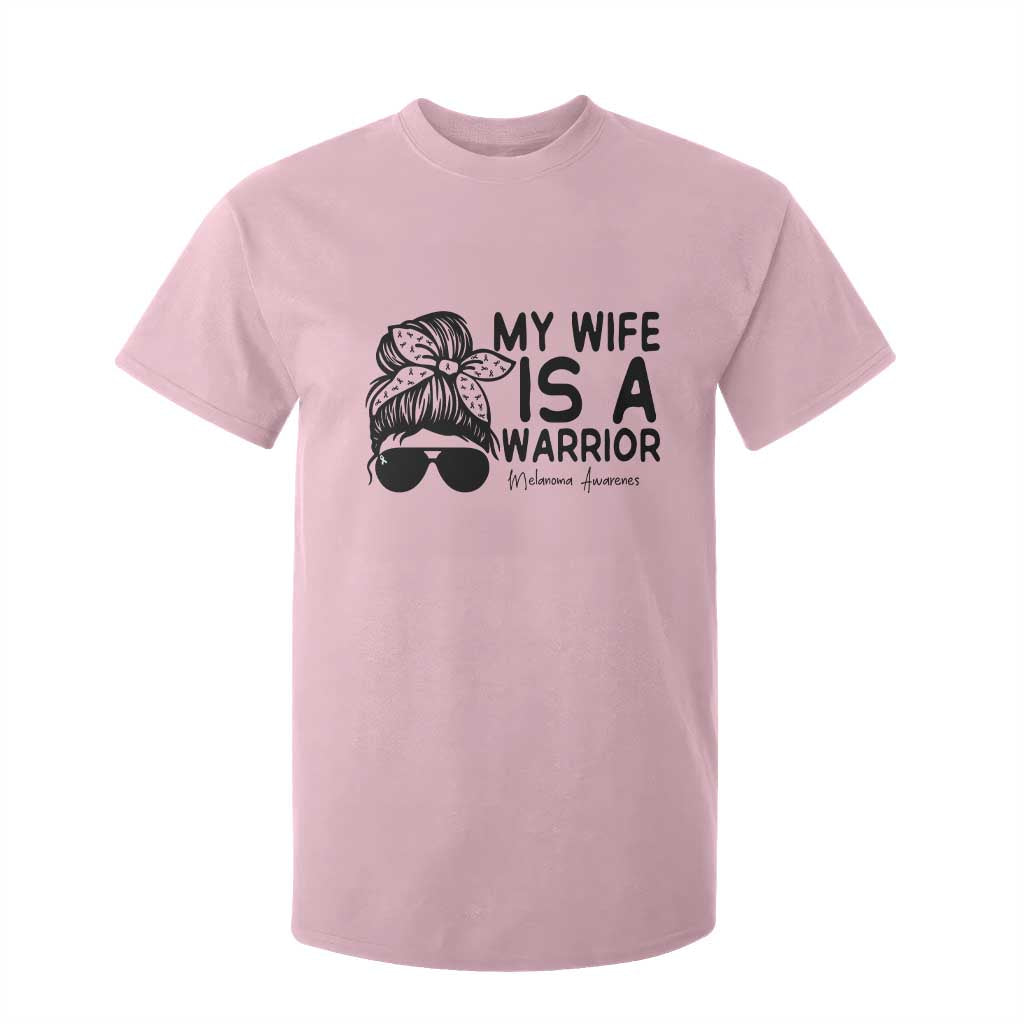 My Wife Is A Warrior T Shirt For Kid Melanoma Awareness Husband Gift TS12 Light Pink Print Your Wear