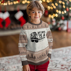 My Wife Is A Warrior Ugly Christmas Sweater Melanoma Awareness Husband Gift TS12 Mocha Mousse Print Your Wear