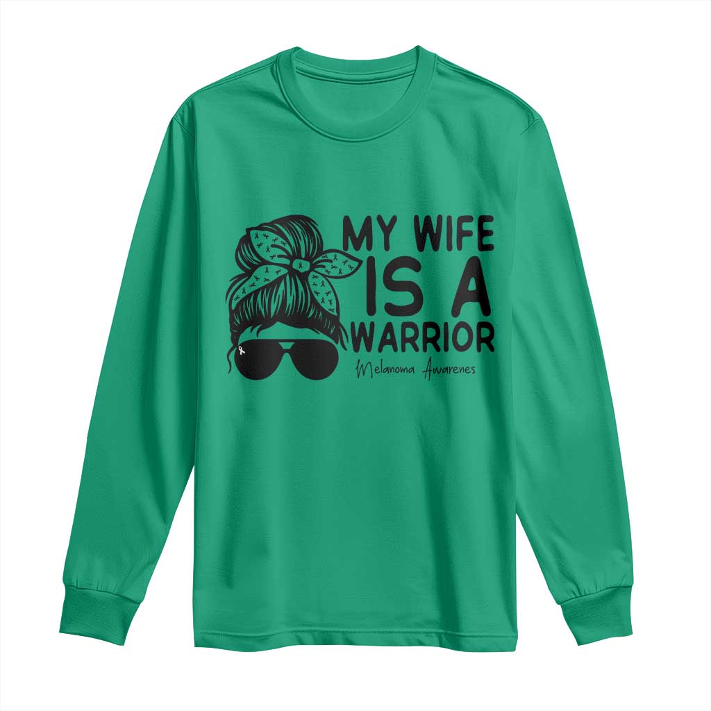 My Wife Is A Warrior Long Sleeve Shirt Melanoma Awareness Husband Gift TS12 Irish Green Print Your Wear