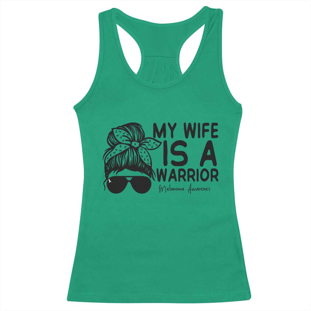 My Wife Is A Warrior Racerback Tank Top Melanoma Awareness Husband Gift TS12 Irish Green Print Your Wear