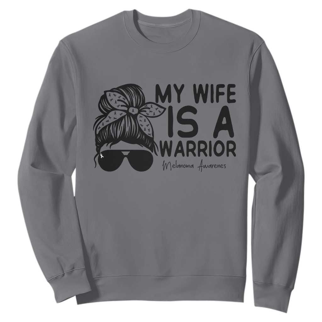 My Wife Is A Warrior Sweatshirt Melanoma Awareness Husband Gift TS12 Charcoal Print Your Wear