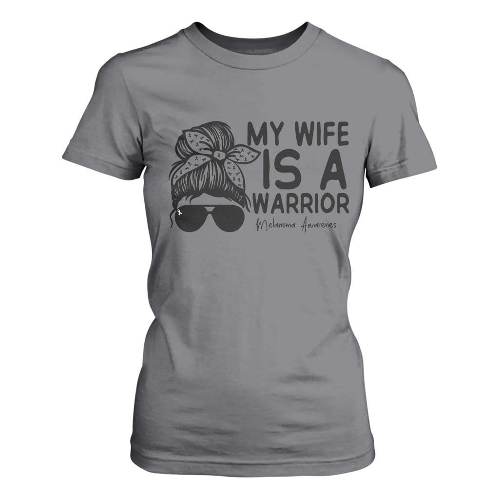 My Wife Is A Warrior T Shirt For Women Melanoma Awareness Husband Gift TS12 Charcoal Print Your Wear