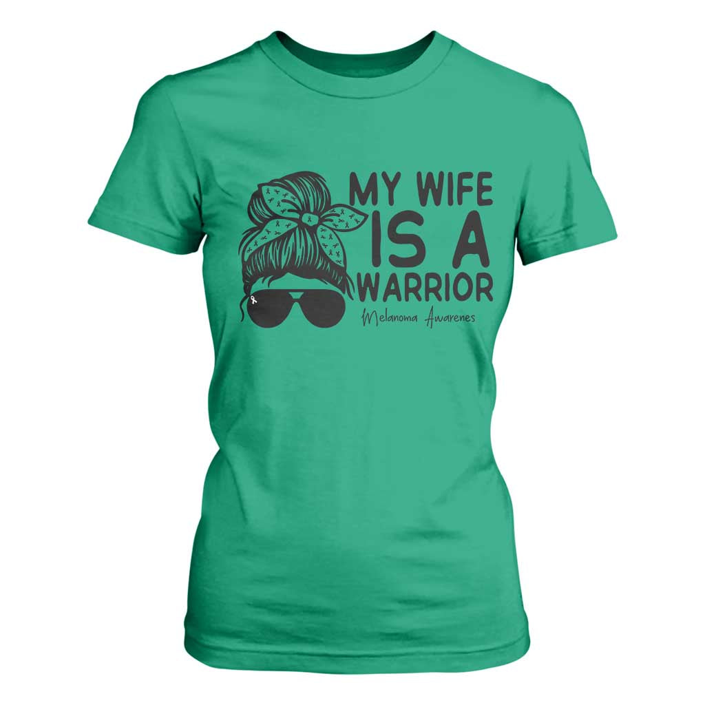 My Wife Is A Warrior T Shirt For Women Melanoma Awareness Husband Gift TS12 Irish Green Print Your Wear