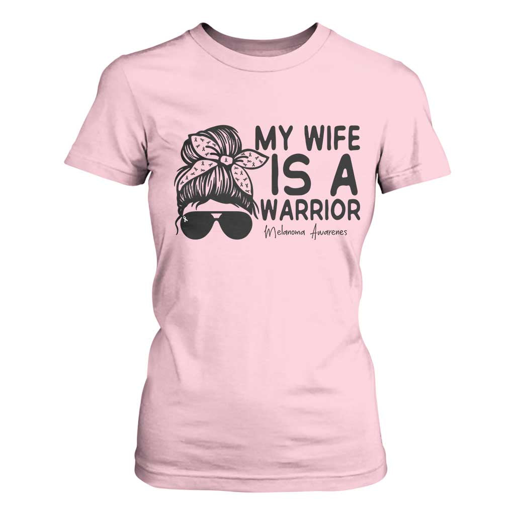My Wife Is A Warrior T Shirt For Women Melanoma Awareness Husband Gift TS12 Light Pink Print Your Wear