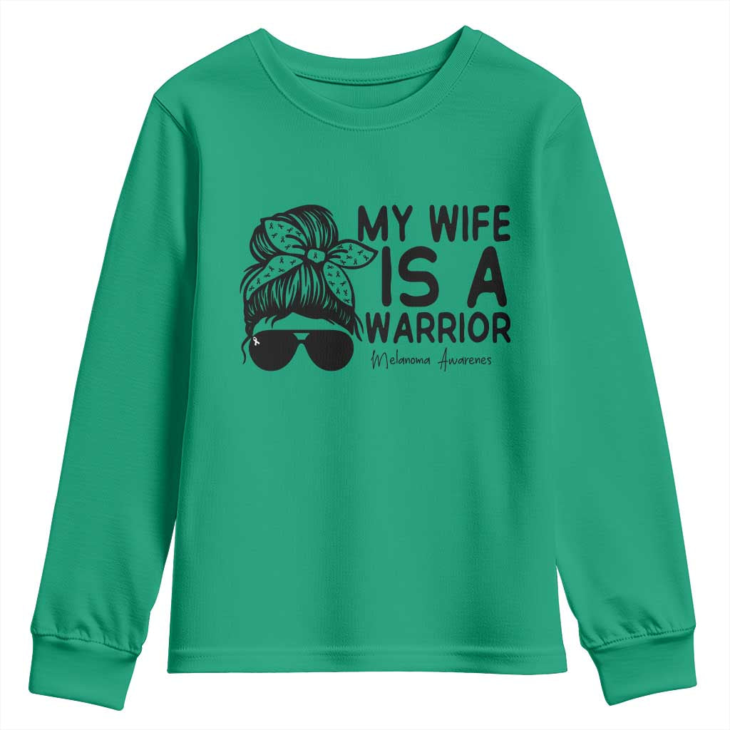 My Wife Is A Warrior Youth Sweatshirt Melanoma Awareness Husband Gift TS12 Irish Green Print Your Wear