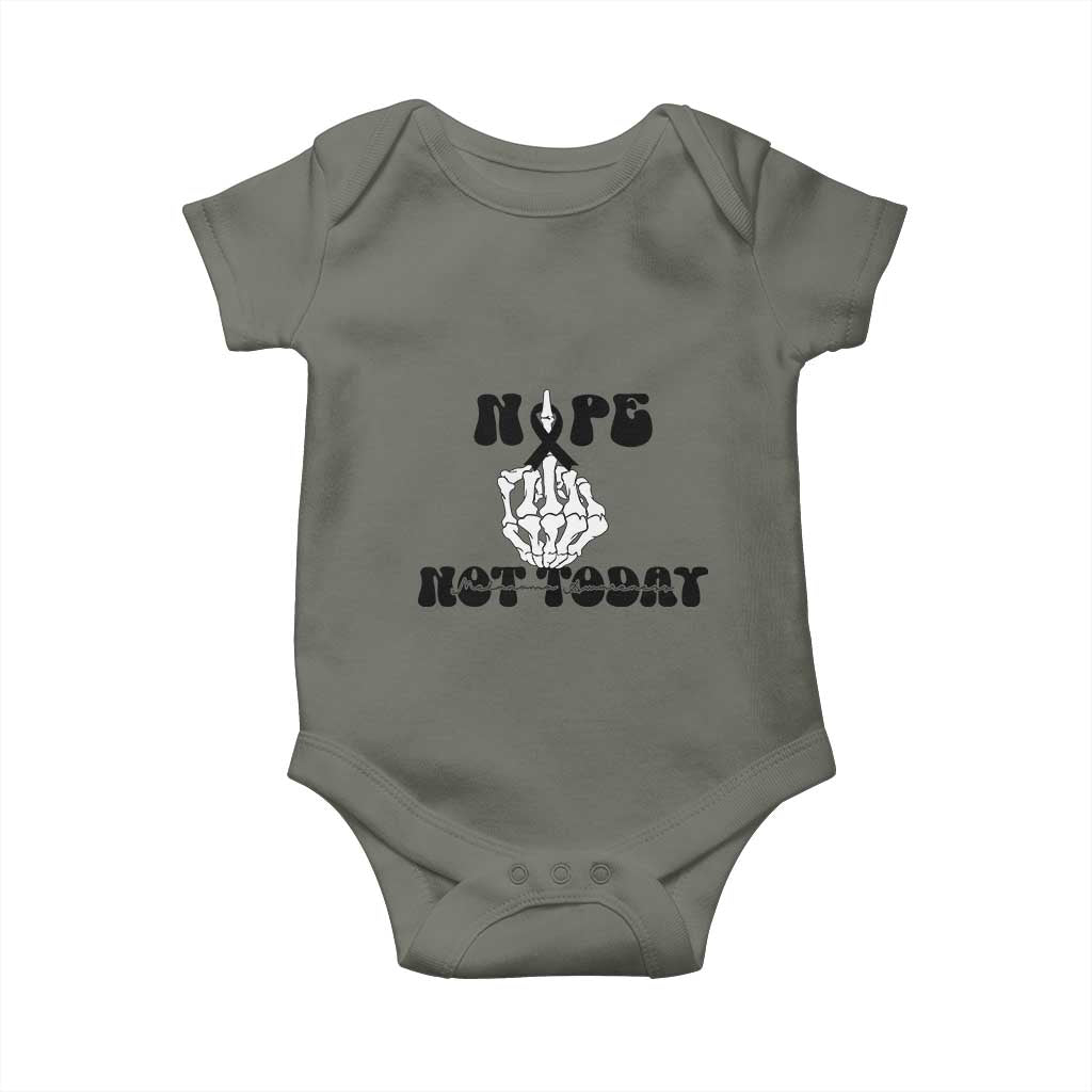 Melanoma Fighter Gift Baby Onesie Funny Skeleton Nope Not Today TS12 Military Green Print Your Wear