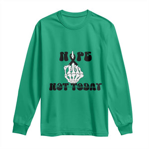 Melanoma Fighter Gift Long Sleeve Shirt Funny Skeleton Nope Not Today TS12 Irish Green Print Your Wear