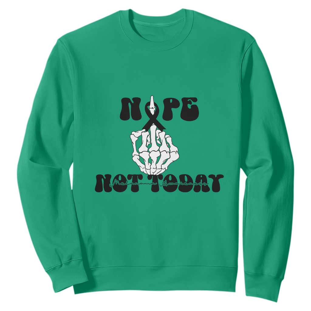 Melanoma Fighter Gift Sweatshirt Funny Skeleton Nope Not Today TS12 Irish Green Print Your Wear