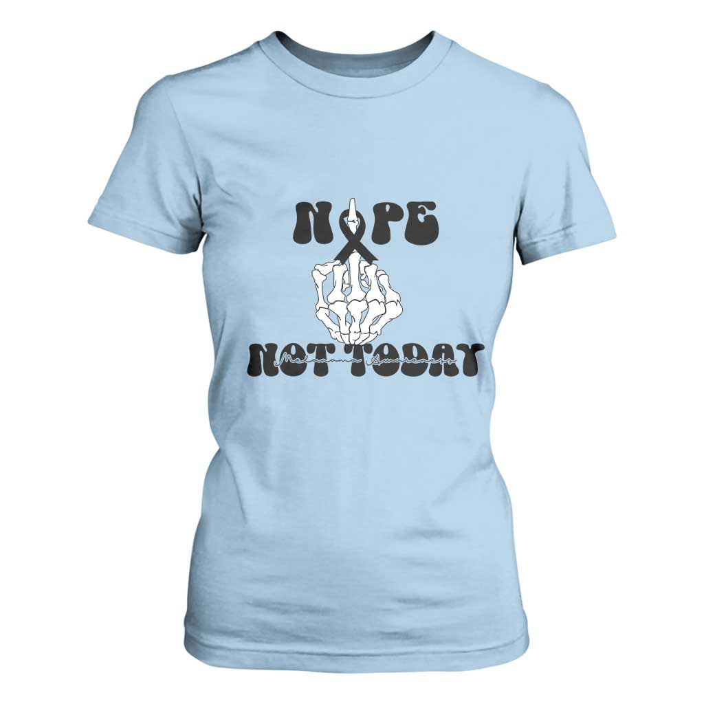 Melanoma Fighter Gift T Shirt For Women Funny Skeleton Nope Not Today TS12 Light Blue Print Your Wear