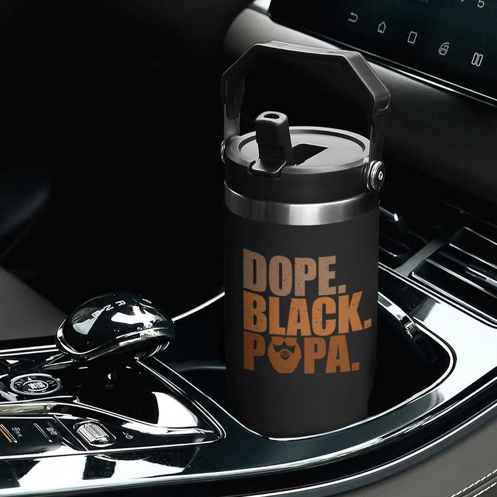 Dope Black Papa Flip Straw Tumbler Proud African American Fathers Day Gift
