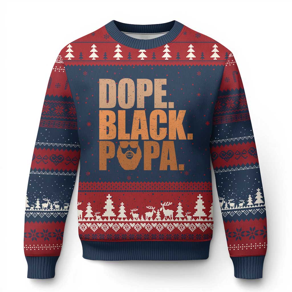 Dope Black Papa Ugly Christmas Sweater Proud African American Fathers Day Gift