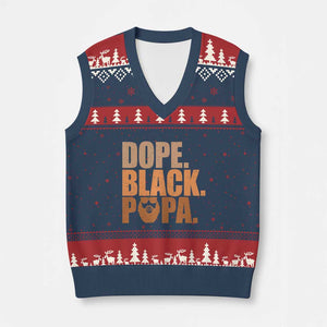 Dope Black Papa V-Neck Knit Sweater Vest Proud African American Fathers Day Gift
