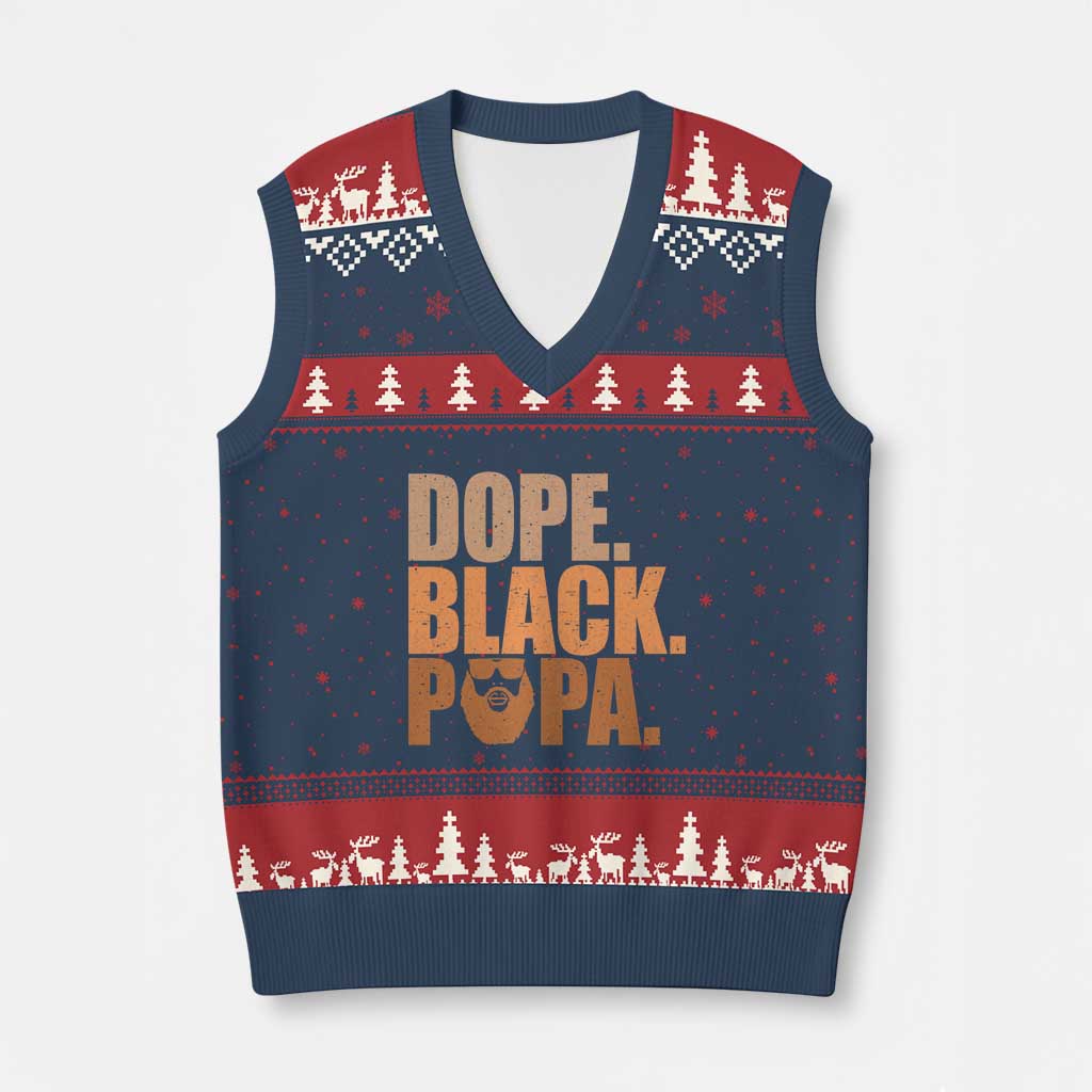 Dope Black Papa V-Neck Knit Sweater Vest Proud African American Fathers Day Gift TS12 Navy Red Print Your Wear