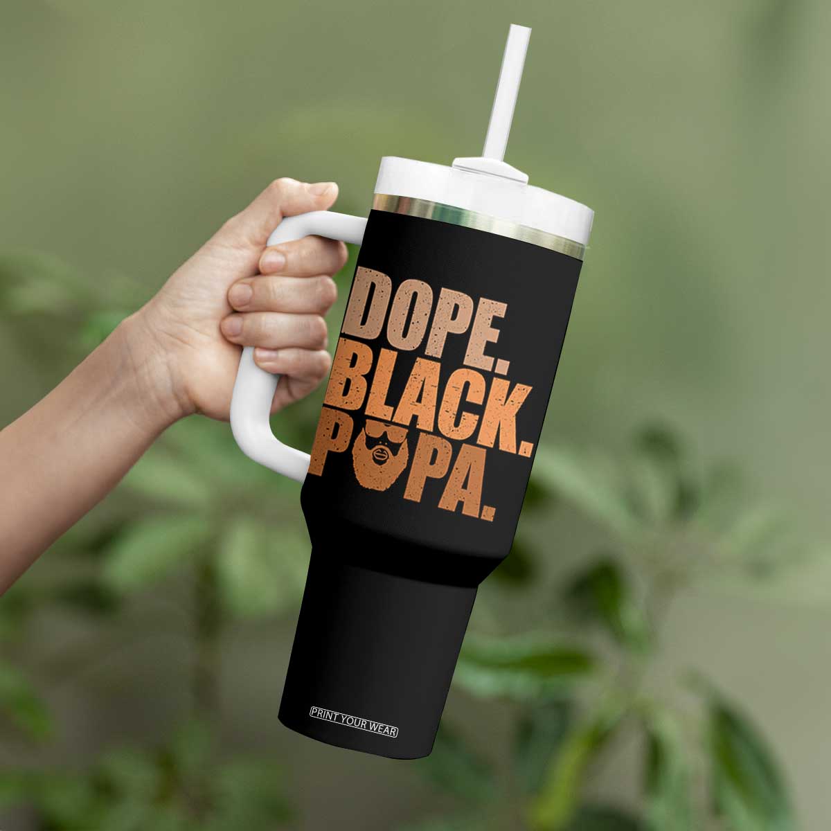 Dope Black Papa Tumbler With Handle Proud African American Fathers Day Gift