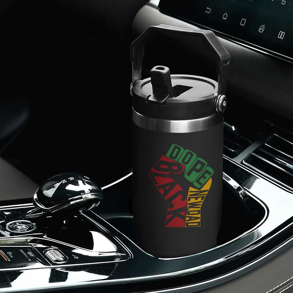 First Fathers Day Black Dad Flip Straw Tumbler New Dad Gift