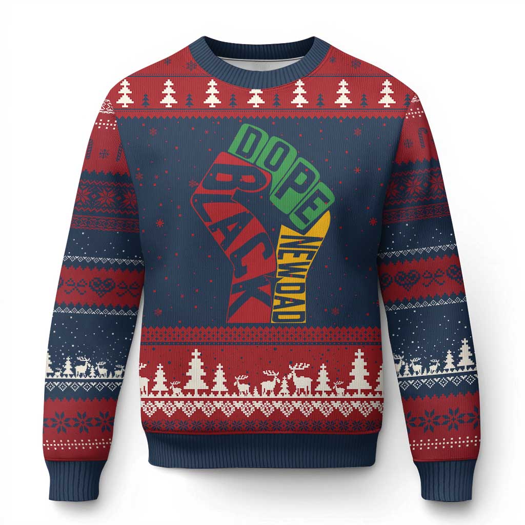 First Fathers Day Black Dad Ugly Christmas Sweater New Dad Gift