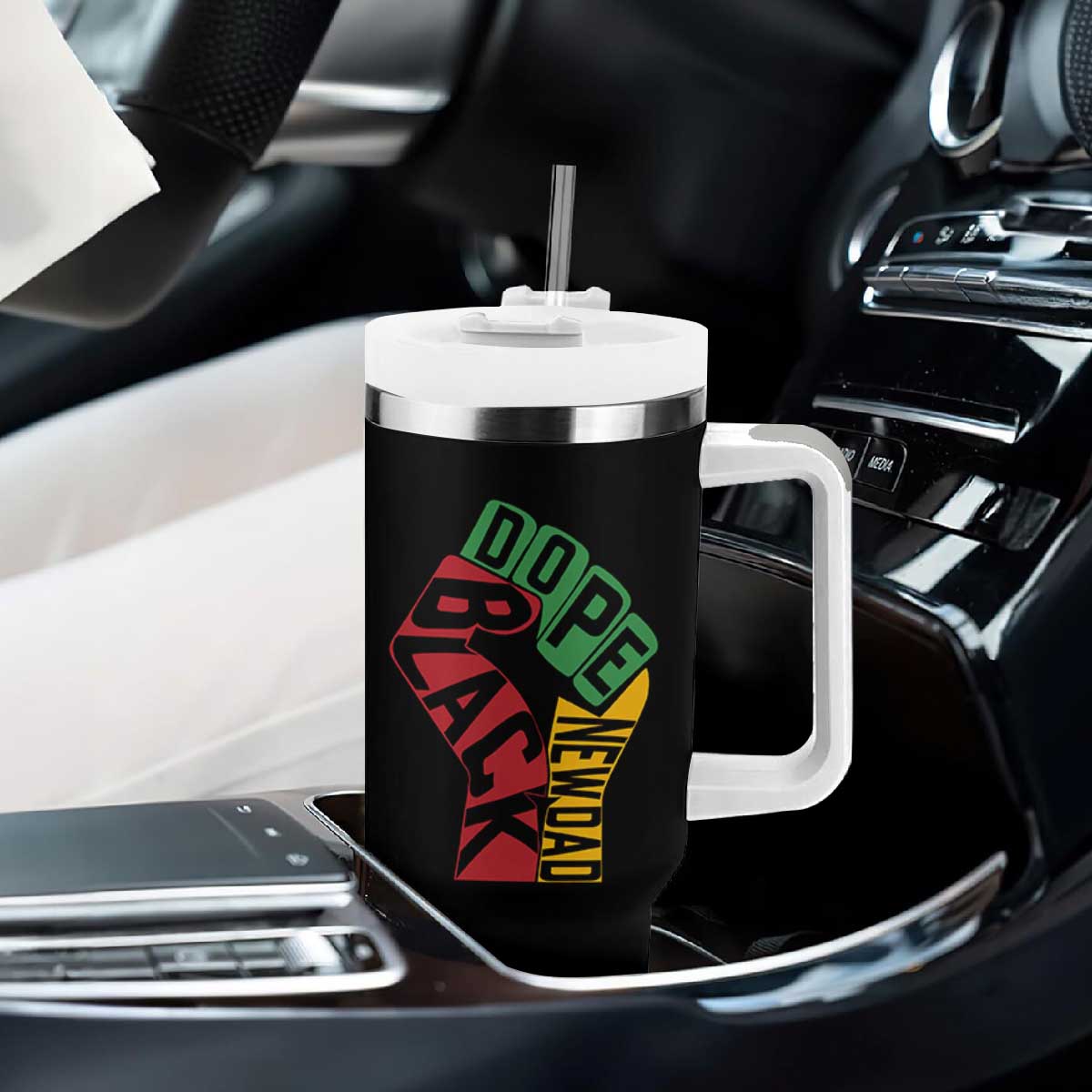 First Fathers Day Black Dad Tumbler With Handle New Dad Gift