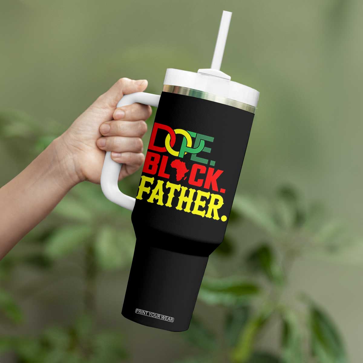 Dope Black Father Tumbler With Handle Proud Black Father Gift