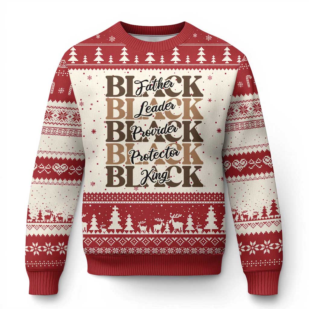 Father Leader Provider Protector King Ugly Christmas Sweater Proud Black Dad Gift