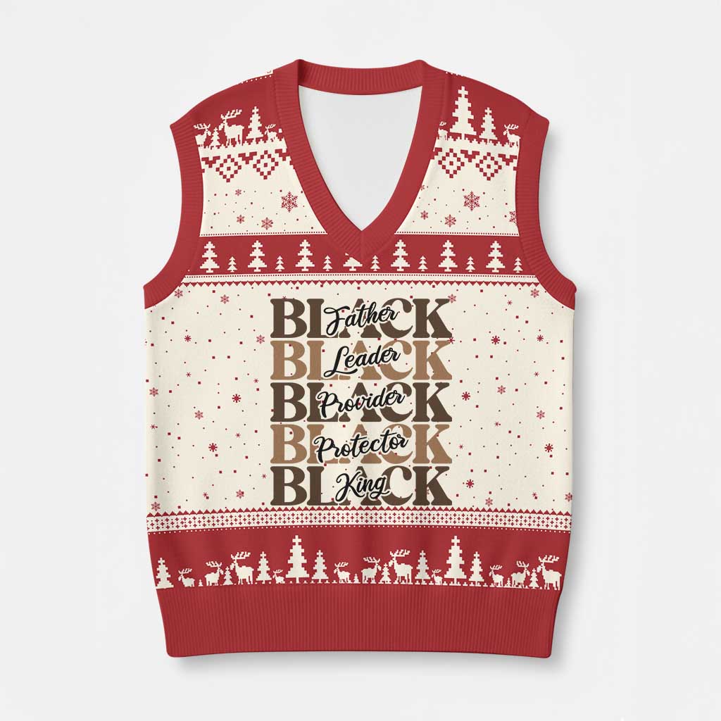 Father Leader Provider Protector King V-Neck Knit Sweater Vest Proud Black Dad Gift TS12 Beige Red Print Your Wear