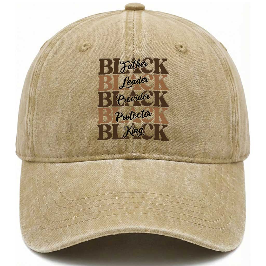 Father Leader Provider Protector King Washed Cotton Baseball Cap Proud Black Dad Gift