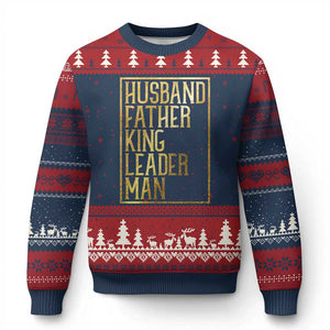 Husband Father King Leader Man Ugly Christmas Sweater Proud Black Dad Gift