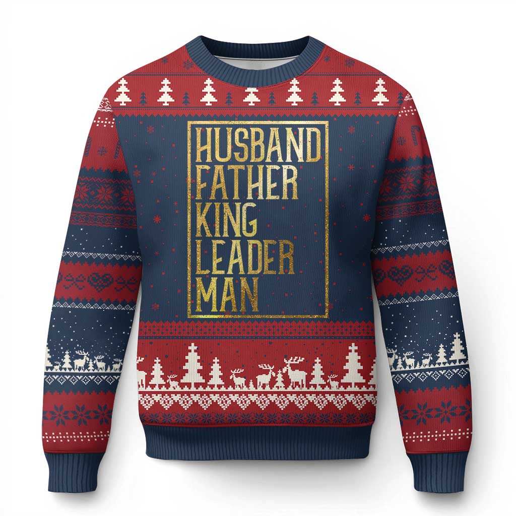 Husband Father King Leader Man Ugly Christmas Sweater Proud Black Dad Gift