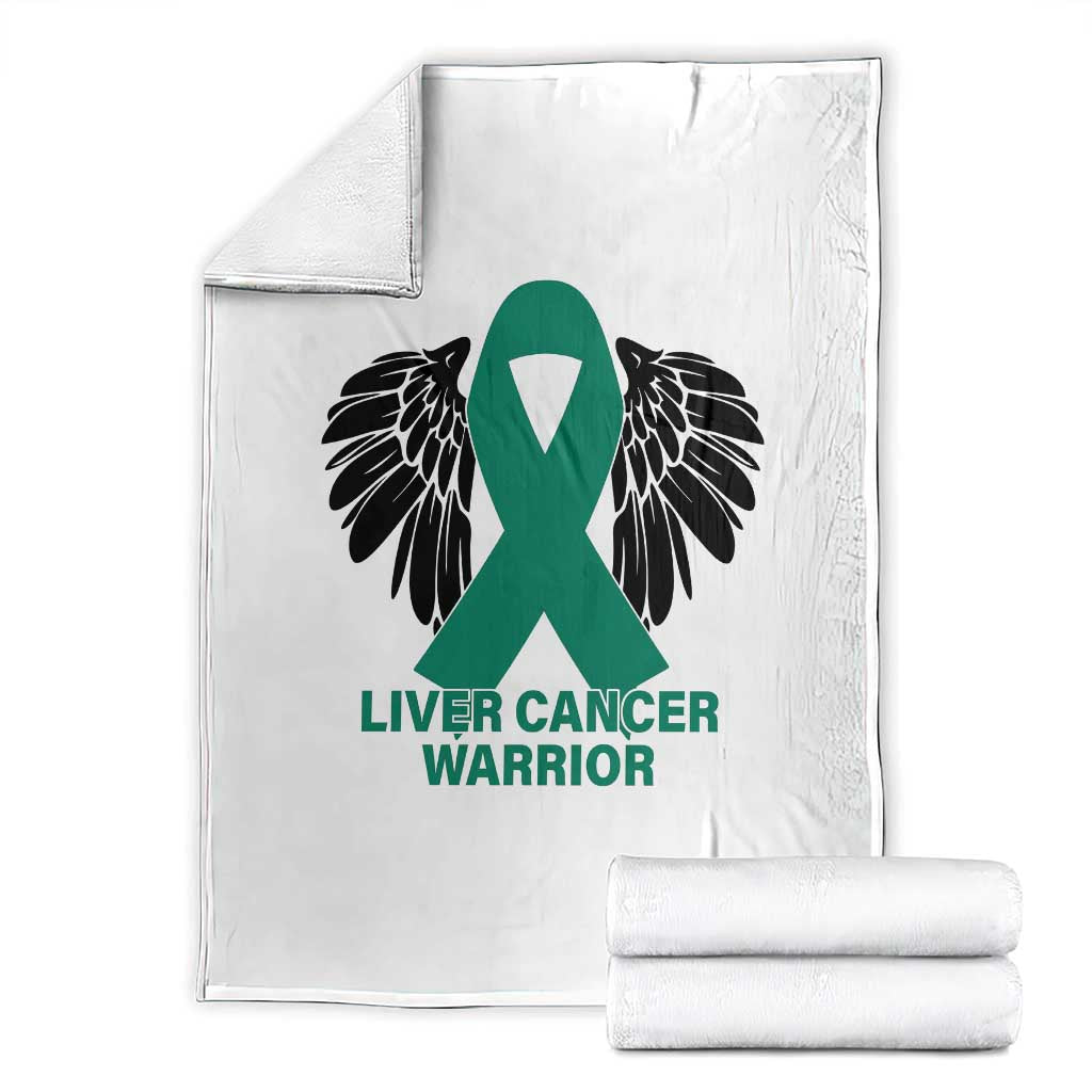 Liver Cancer Angel Warrior Wings Throw Blanket Green Ribbon Awareness Support Gift