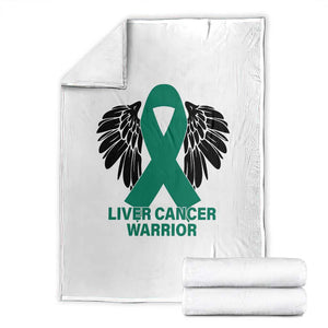 Liver Cancer Angel Warrior Wings Throw Blanket Green Ribbon Awareness Support Gift