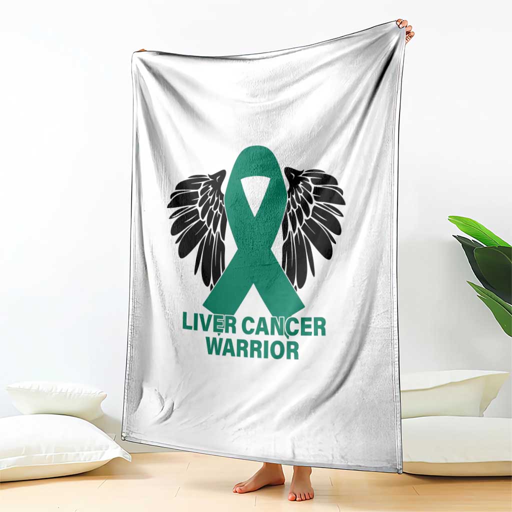 Liver Cancer Angel Warrior Wings Throw Blanket Green Ribbon Awareness Support Gift