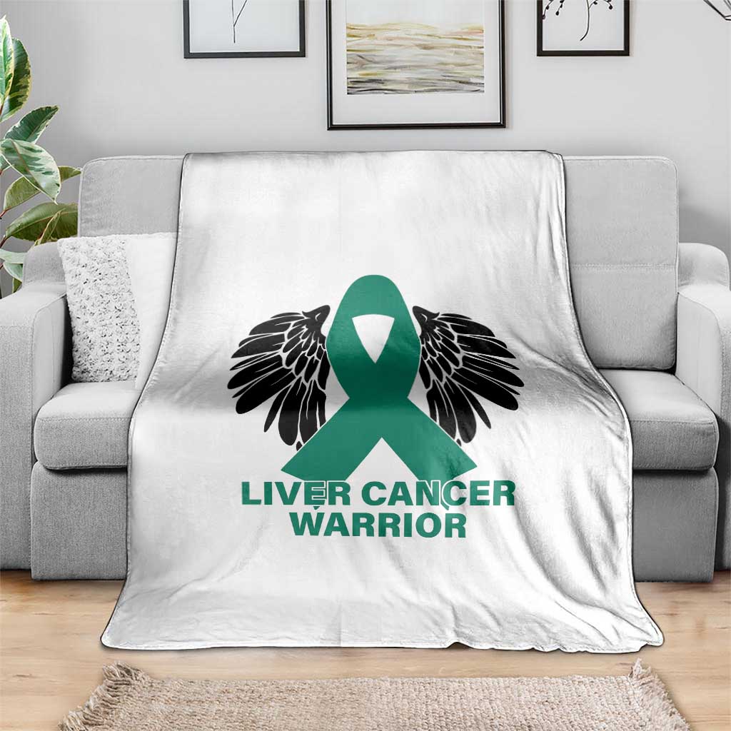 Liver Cancer Angel Warrior Wings Throw Blanket Green Ribbon Awareness Support Gift