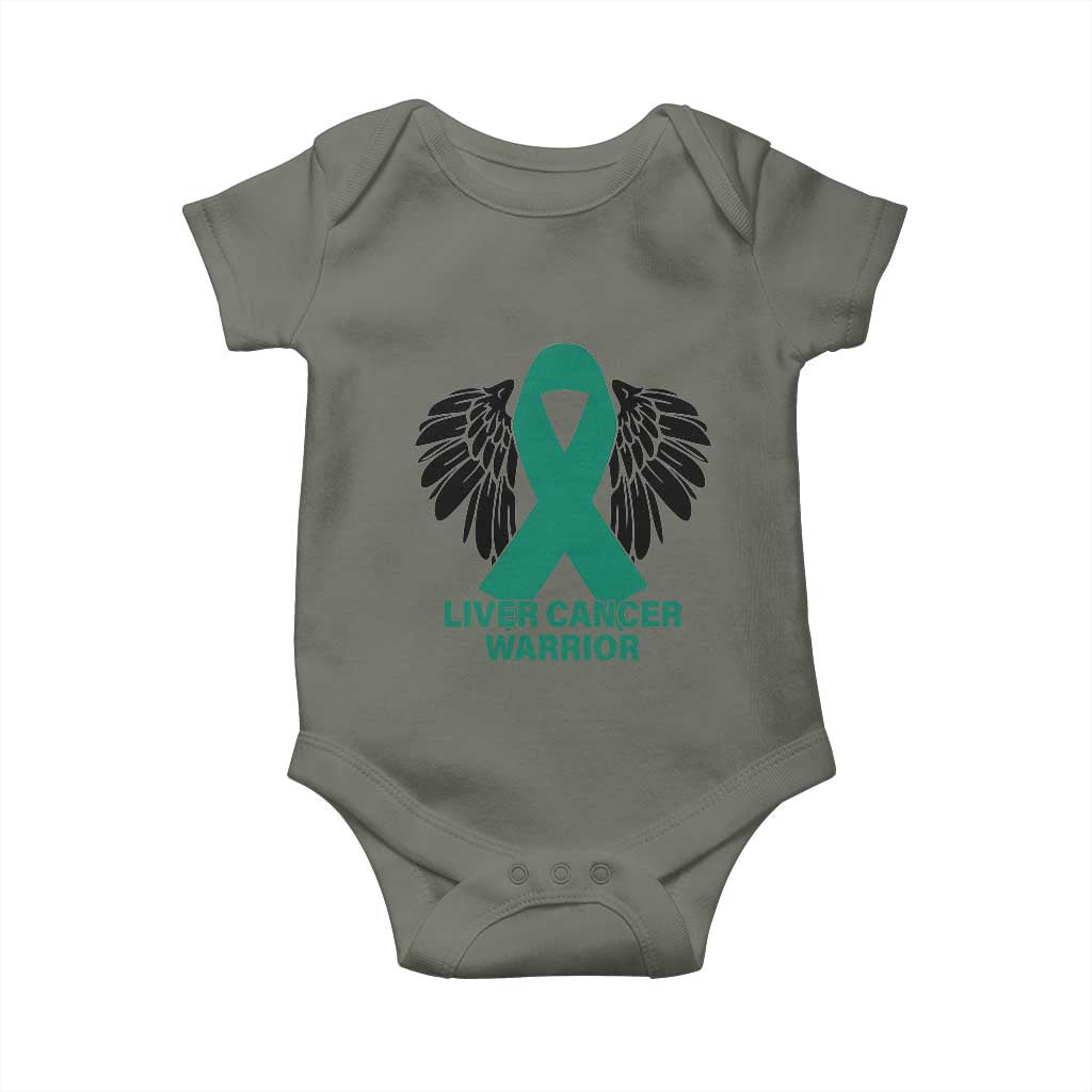 Liver Cancer Angel Warrior Wings Baby Onesie Green Ribbon Awareness Support Gift