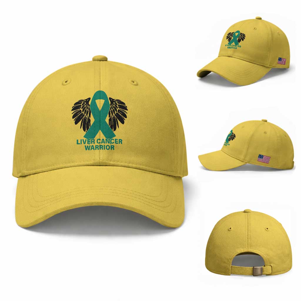 Liver Cancer Angel Warrior Wings Baseball Cap Green Ribbon Awareness Support Gift