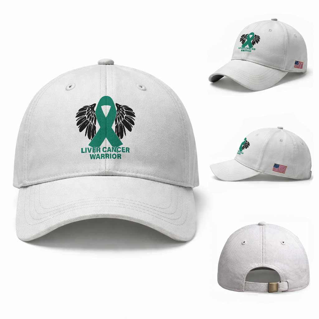 Liver Cancer Angel Warrior Wings Baseball Cap Green Ribbon Awareness Support Gift