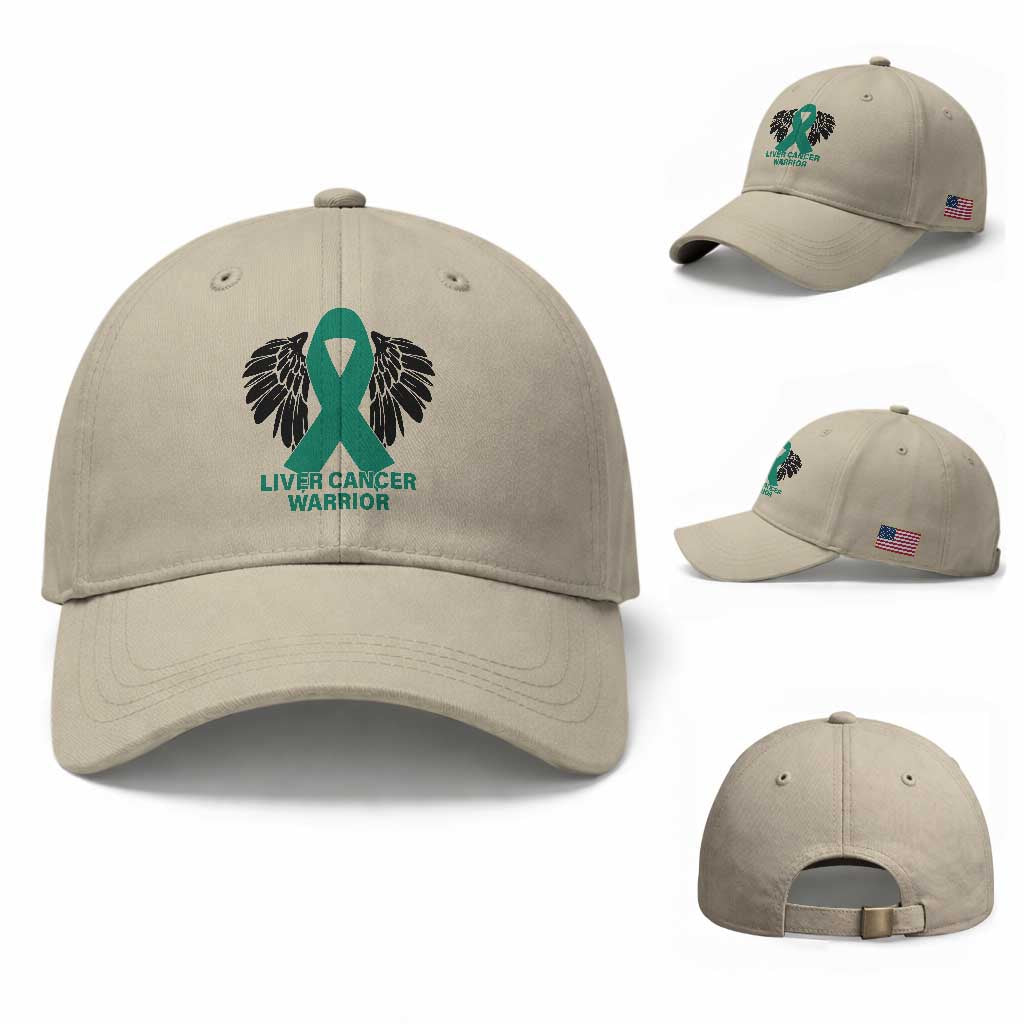 Liver Cancer Angel Warrior Wings Baseball Cap Green Ribbon Awareness Support Gift