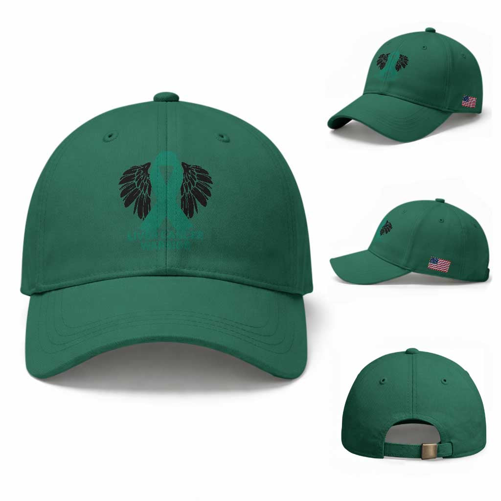 Liver Cancer Angel Warrior Wings Baseball Cap Green Ribbon Awareness Support Gift