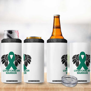 Liver Cancer Angel Warrior Wings 4 in 1 Can Cooler Tumbler Green Ribbon Awareness Support Gift