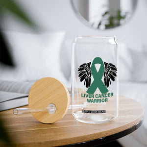 Liver Cancer Angel Warrior Wings Glass Can Green Ribbon Awareness Support Gift
