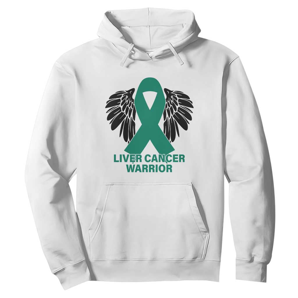 Liver Cancer Angel Warrior Wings Hoodie Green Ribbon Awareness Support Gift