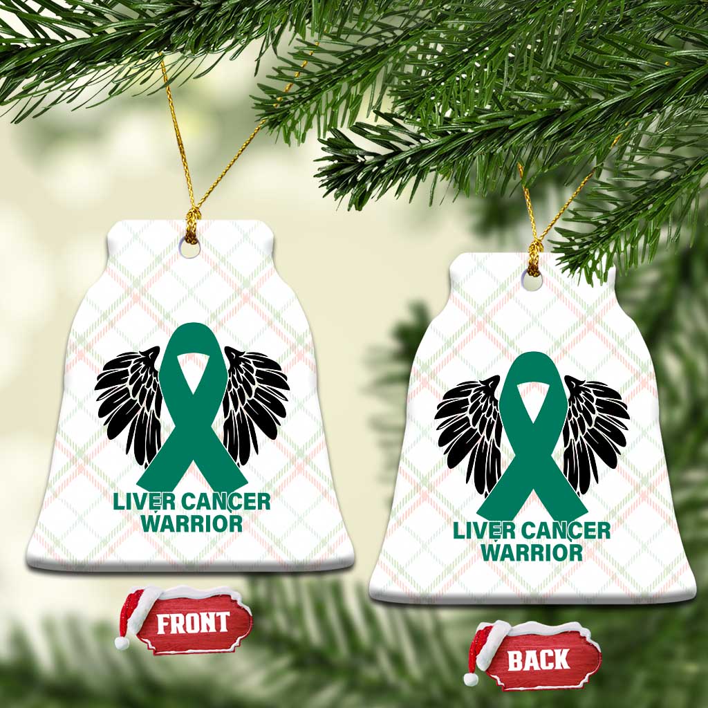 Liver Cancer Angel Warrior Wings Ceramic Ornament Green Ribbon Awareness Support Gift