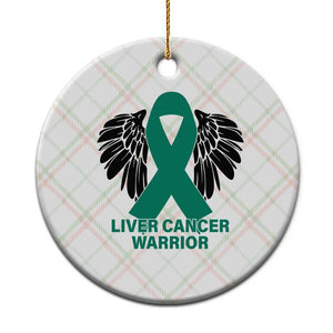 Liver Cancer Angel Warrior Wings Ceramic Ornament Green Ribbon Awareness Support Gift